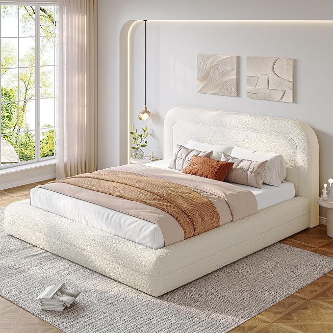 Homkdom Cloud Bed Frame with Headboard, Upholstered Soft Queen Bed Frame with - Image 8