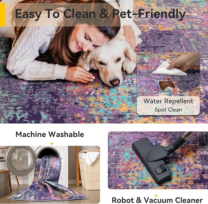 RELEANY Washable Round 8ft Area Rug - Image 4