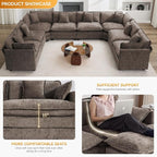 147'' Oversized U Shaped Cloud Sectional Sofa, Chenille Deep Seat Couches - Image 3