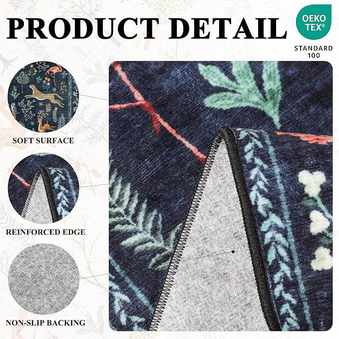 DUKINO 2.6x12 Hallway Runner Rug, Washable Animal Rug Non Slip, Stain Resistant - Image 4
