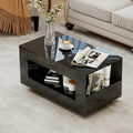 35" High Gloss Wood Coffee Table by Unknown