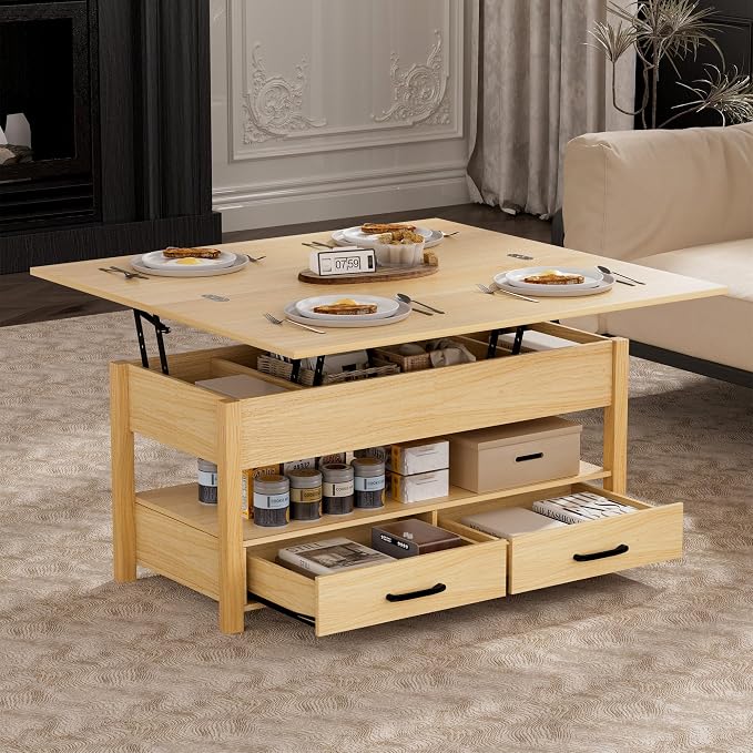 SYESWAY 42'' Lift Top Coffee Table, 4-in-1 Multifunctional Lift Coffee Table - Image 8