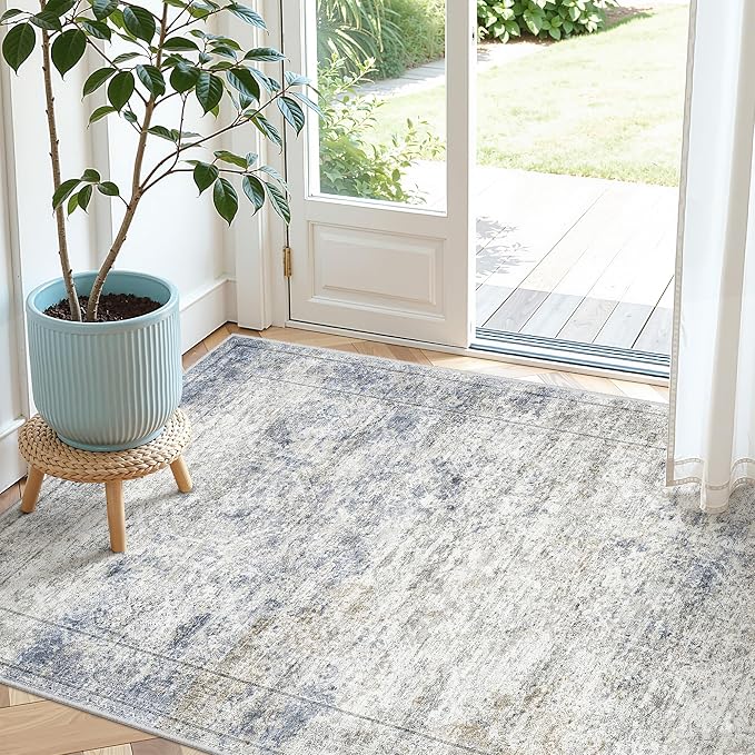 3x4 Rugs for Entryway, Washable Area Rug, Neutral Rug, Stain Resistant Indoor by Restydon