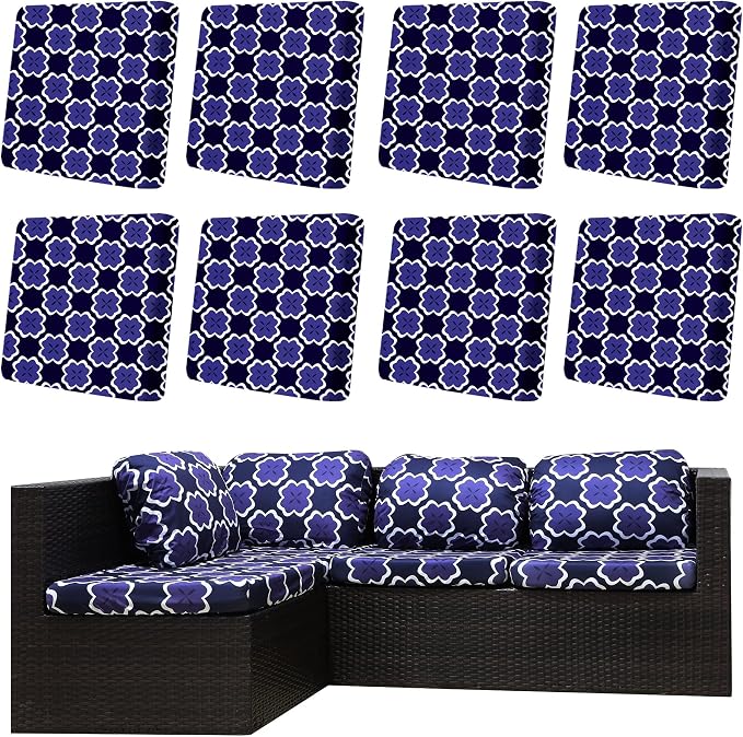 8Pcs Outdoor Cushion Covers, Elastic Patio Cushion Covers | Washable, by dreahoteztil