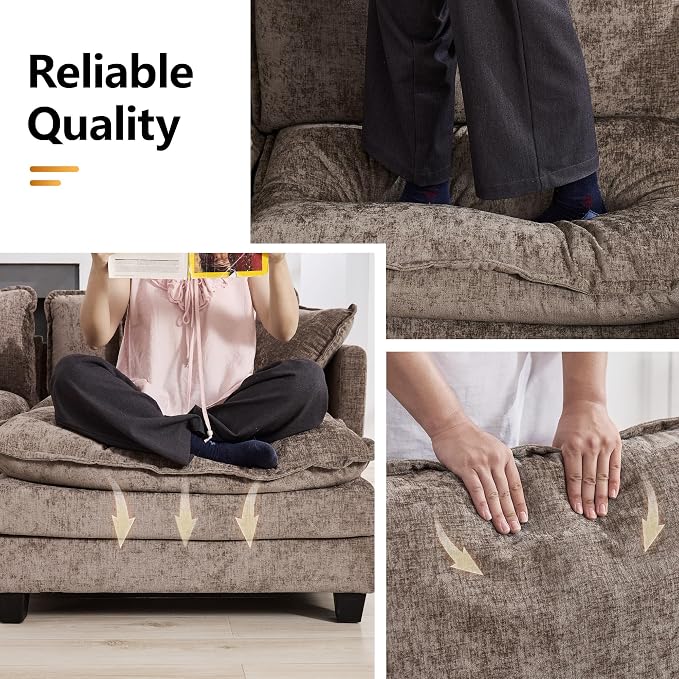 147'' Oversized U Shaped Cloud Sectional Sofa, Chenille Deep Seat Couches - Image 5