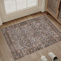 2x3 Brown Blue Vintage Floral Washable Area Rug by HUGEAR