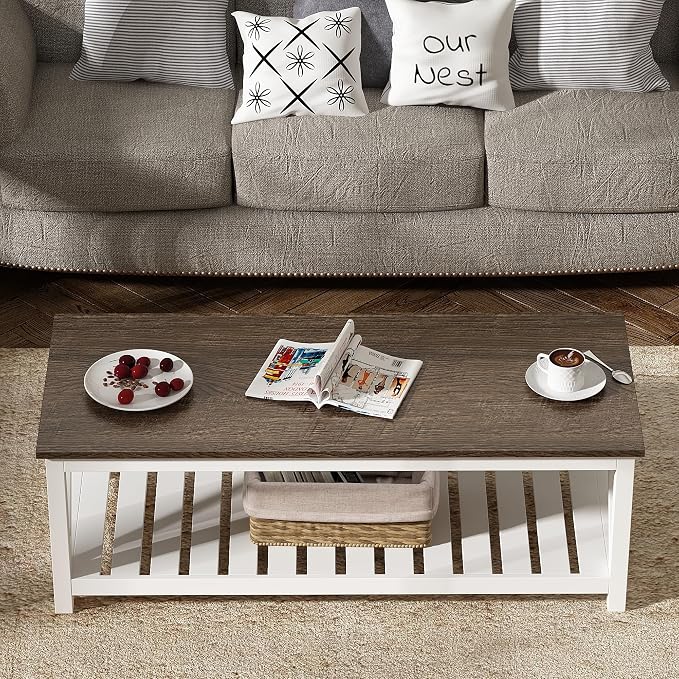 ChooChoo Farmhouse Coffee Table, Rustic Vintage Living Room Table - Image 3