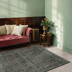 Dark Green Floral Living Room Rug 5x7 Area Rug - Image 6