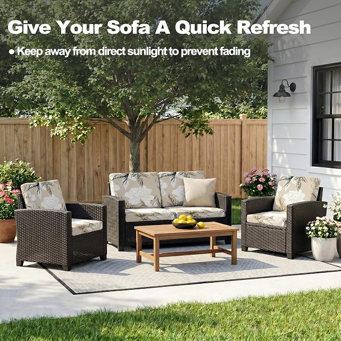 CALBODE 8Pcs Outdoor Stretch Cushion Covers, Waterproof Outdoor Chair Floral - Image 5