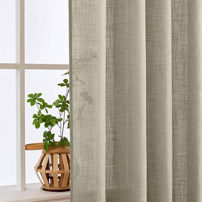 MIULEE Oatmeal Linen Curtains 52x84 Inch 2 Panels - Image 5