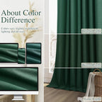 Dark Green 100% Blackout Linen Curtains 84 Inch Length 2 Panels Set - Image 7