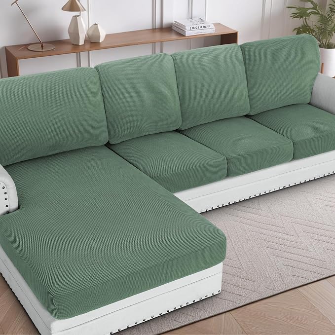 H.VERSAILTEX Sectional Couch Covers 1 Piece Chaise Slipcover L Shape Separate by HVERSAILTEX