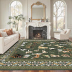 Dark Green Floral Area Rug 9x12 - Image 4