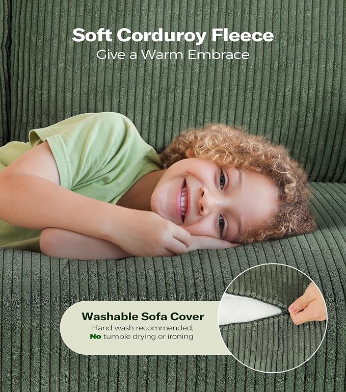 Welzona Loveseat Sofa, Comfy Corduroy Small Loveseat - Image 3