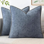 MIULEE Decorative Couch Throw Pillow Covers 18x18 in Dark Grey Blue 2 Pack | by MIULEE