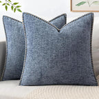 MIULEE Decorative Couch Throw Pillow Covers 16x16 in Dark Grey Blue 2 Pack | by MIULEE