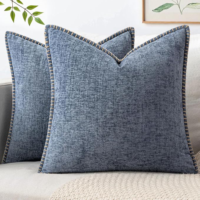 MIULEE Decorative Couch Throw Pillow Covers 16x16 in Dark Grey Blue 2 Pack | by MIULEE