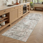 Soalmost Abstratc Runner Rug 2x6 Kitchen Hallway Runners Pink/Grey | Low-Pile - Image 2