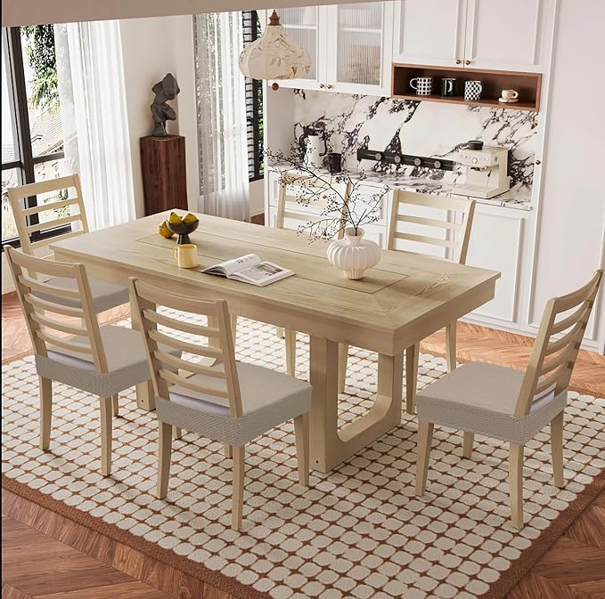 Smiry Waterproof Seat Covers for Dining Room Chairs Set of 2, Stretch Jacquard - Image 8