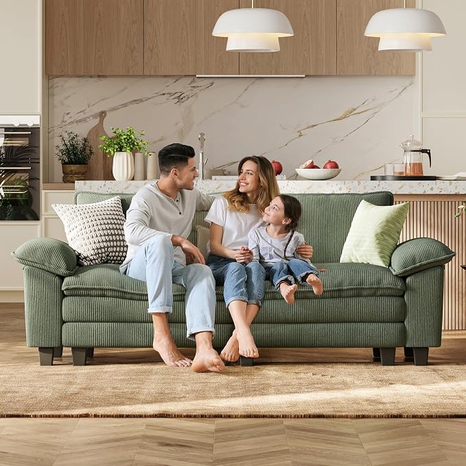 LINSY HOME 90" Modular Cloud Love Seat Sofa, Corduroy Soft Sectional Couch - Image 6
