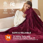 Bedsure Heated Blanket Queen Size, Dual Control Electric Blanket, Burgundy | - Image 7