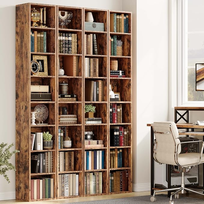 IRONCK Tall Narrow Bookshelf 8 Tiers 71in Set of 2, Compact Corner Bookcase - Image 7