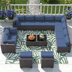 Outdoor Patio Furniture Set, 14 Pieces Outdoor Sectional Furniture Patio Sofa by ASJMR