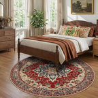 RELEANY Washable Area Rug, Round 8ft, Water Repellent, Pet Friendly, Vintage - Image 3