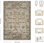 5x7 Area Rugs, Vintage Retro Soft Washable Rug, Non-Slip Low Pile Rugs - Image 2