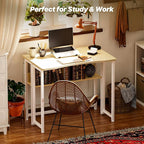 Huuger Folding Desk with Storage Shelf, 31.5 Inch Foldable Computer Table - Image 8