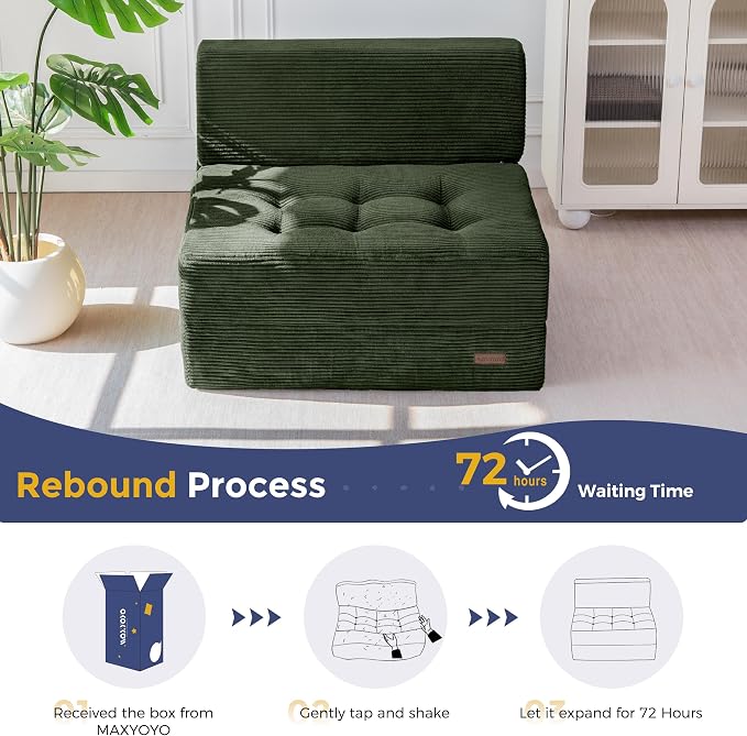 MAXYOYO 8" Folding Sofa Bed, Fold Out Chair Bed Sleeper Chair, Convertible - Image 6