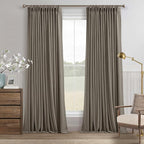 Flax Taupe Pinch Pleated Blackout Curtains 102 Inches Long by Twodrapes