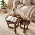Tangkula Round Nesting Coffee Table Set of 2, Farmhouse End Tables by TANGKULA