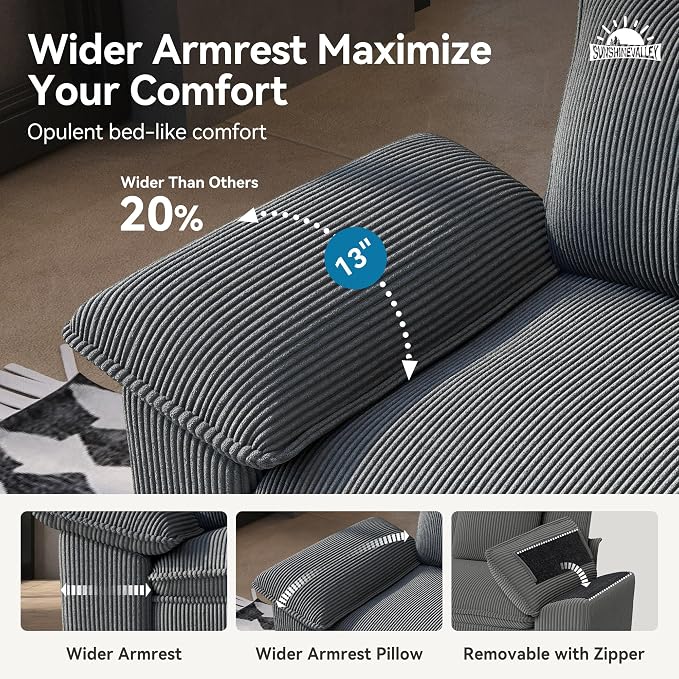 SUNSHINE VALLEY Sofa and Loveseat Set, Oversized Corduroy Modular Love seat and - Image 4