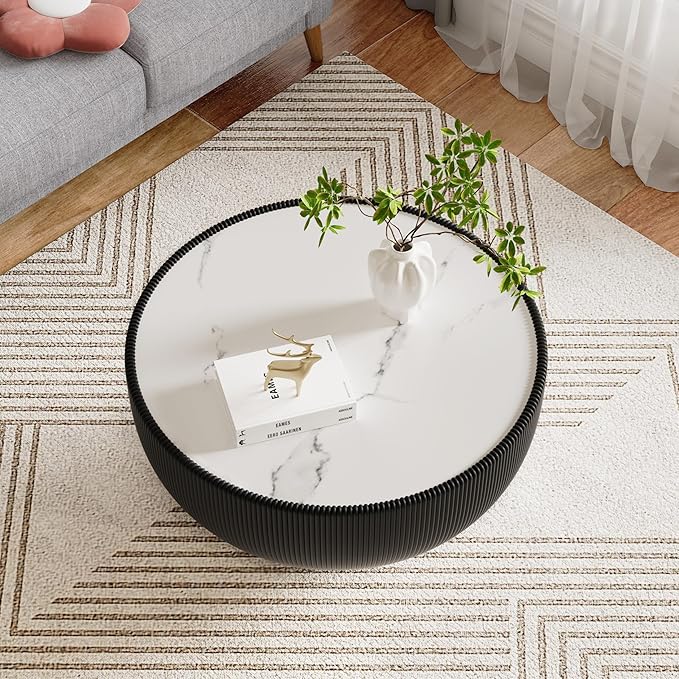 27.55" Round Marble Coffee Table - Image 4