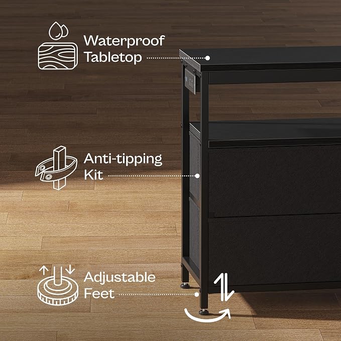 Huuger LED TV Stand for Bedroom, 47 Inch Dresser TV Stand for 43, 55 Inch TV - Image 8
