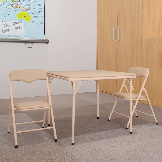 Flash Furniture Mindy Kids 3-Piece Folding Square Table and Chairs Set - Image 2