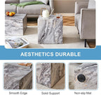 16'' Cube Coffee Table with Marble Stone Pattern, Square No Assembly End Table - Image 5