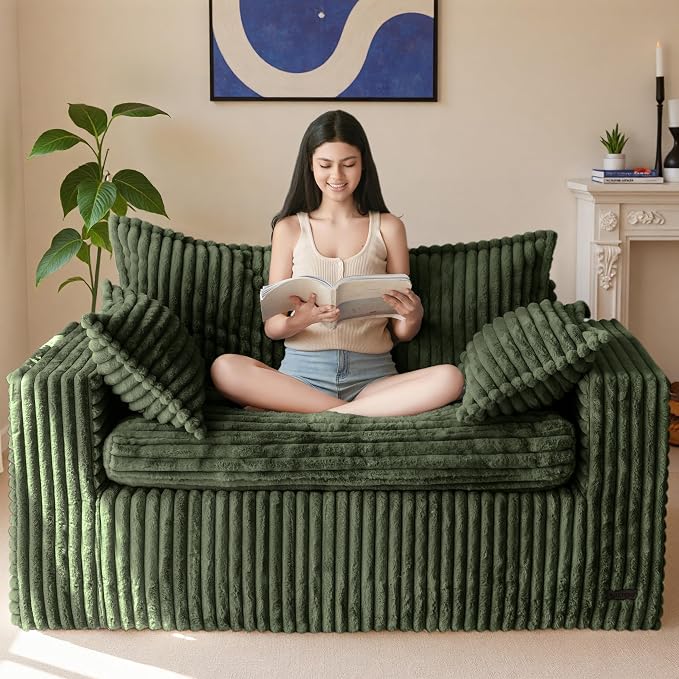 MAXYOYO 59" Bean Bag Sofa Couch, Loveseat Boneless Couch in a Box, Upholstered by MAXYOYO