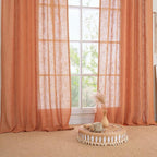 Burnt Orange Linen Boho Curtains 80 inch Length 2 Panels - Image 8