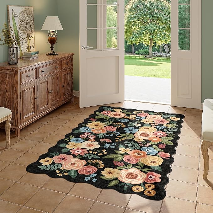DUKINO 3x5 Area Rugs, Non Slip Floral Washable Rug - Image 7