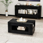 35" Wood Coffee Table for Living Room, Sides Storage - Image 7