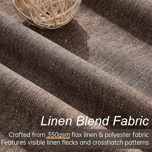 102 Inch Length Linen Blackout Bedroom Curtains Dark Brown Back Tab Pleat - Image 2