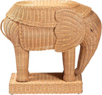 Bali & pari Elissa Bohemian Light Honey Rattan Elephant End Table - Image 4