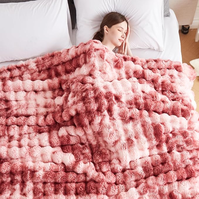 60x80 Inches Ultra-Soft Fuzzy Faux Fur Plush Twin Size Blanket - Image 4