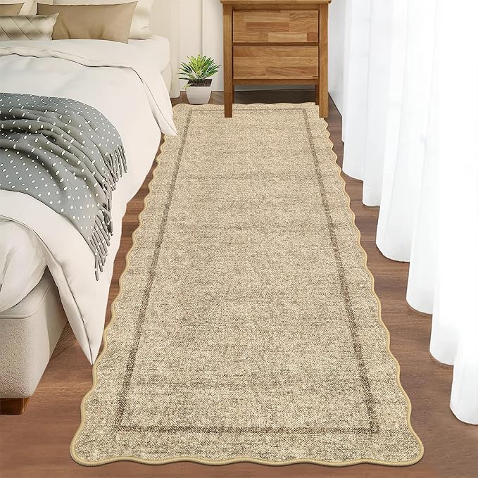 GarveeHome Scalloped Washable 2x8 Runner Modern Non Slip Kitchen Rugs | - Image 3