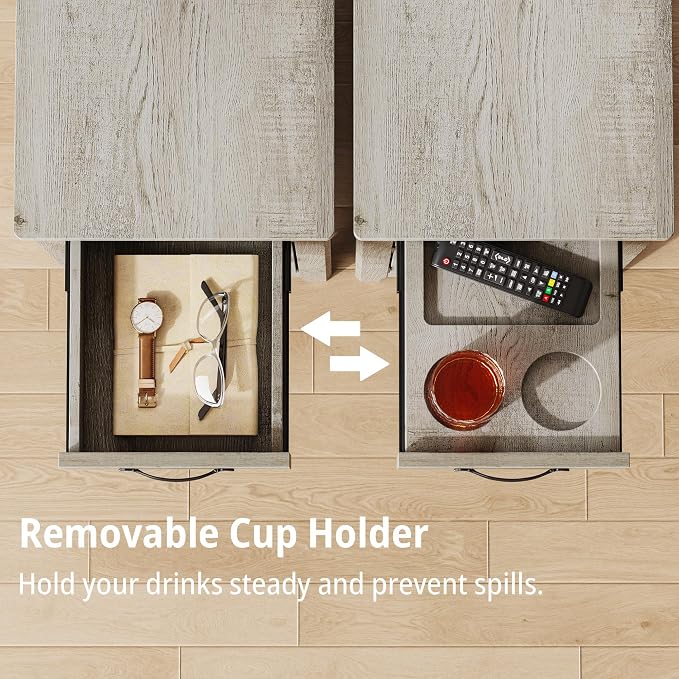 IRONCK End Table with Charging Station, Narrow Side Table - Image 7