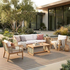 VilroCaz 5-Piece Patio Conversation Set, All Weather Sectional Sofa Set w/ 3 by VilroCaz