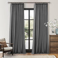 Dark Grey Pleated Thick Linen Blackout Curtains 105 Inches Long by Twodrapes