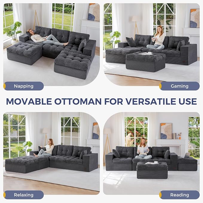 MAXYOYO 104" U Shaped Modular Sectional Sofa - Image 4